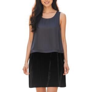 Theory Silk Blend Satin Velvet Sleeveless Sheath Tunic Dress 8
